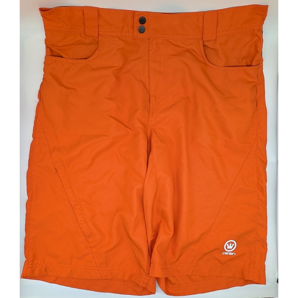 Canari Men's XL Cargo Pocket‎ Shorts Cycling Orange Outdoors Biking Polyester